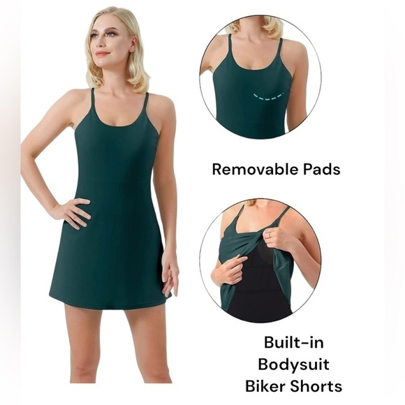 NEW Workout Exercise Dress attached Shorts, built in Bodysuit Women’s Large…NWT - Picture 11 of 16